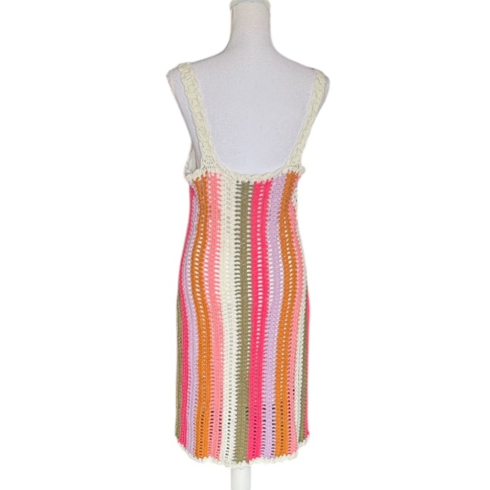 Minkpink Multicolor Striped Crochet Dress mini style Lito lined size XL NWT $159 - Picture 5 of 9